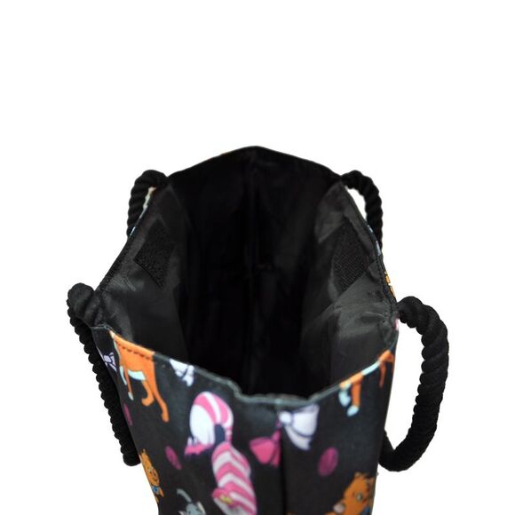 Disney Cats Tote Bag Travel Beach Carry-on Cheshire Figaro Rope Handle Black - Picture 8 of 8